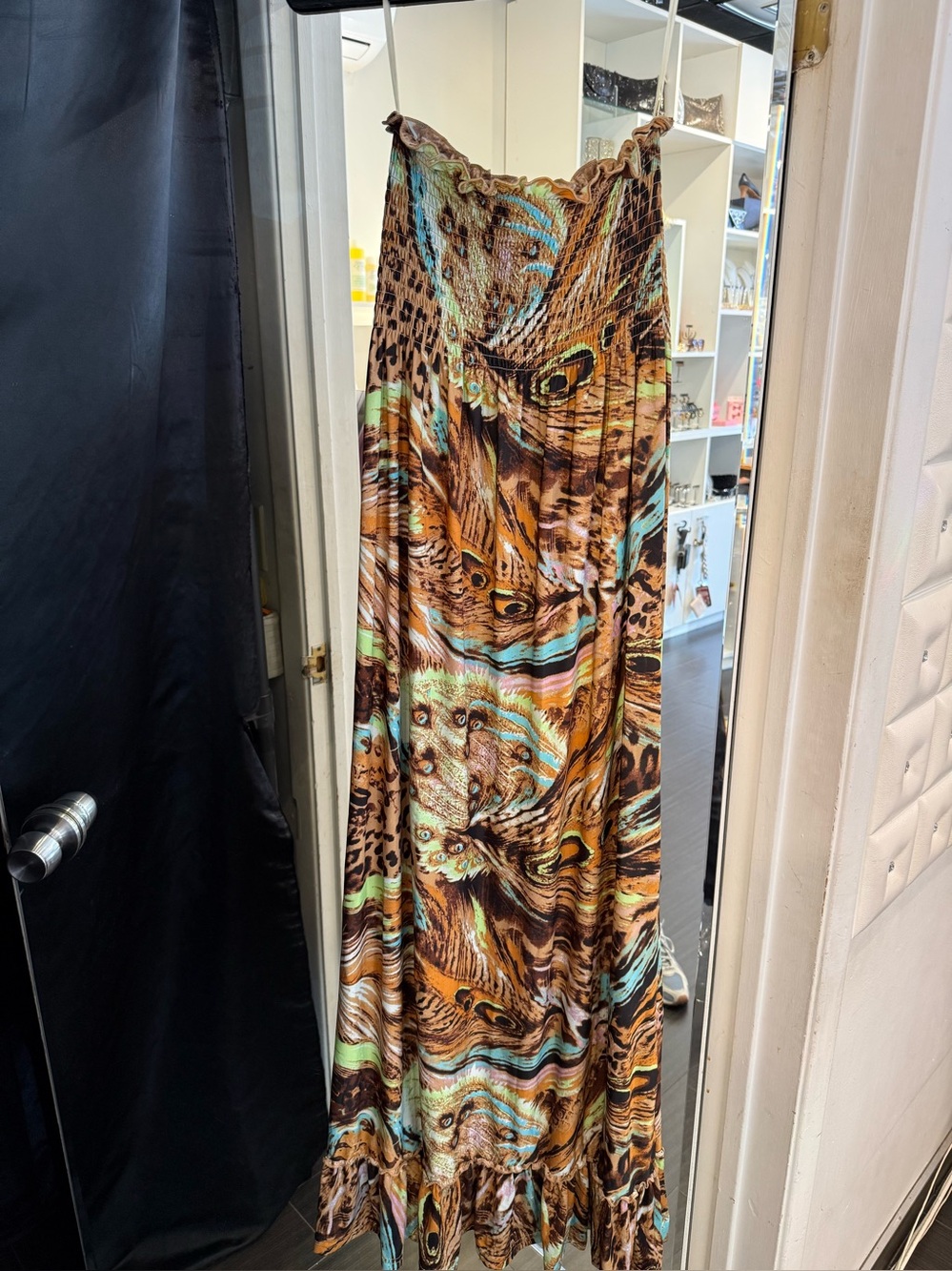 Multi-Print Maxi Dress With Tube Top